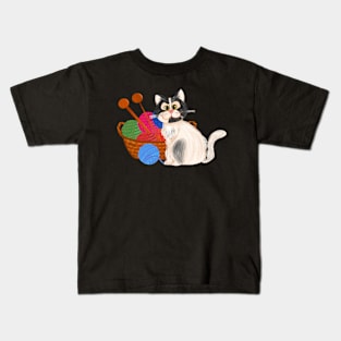 Cat with yarn Kids T-Shirt